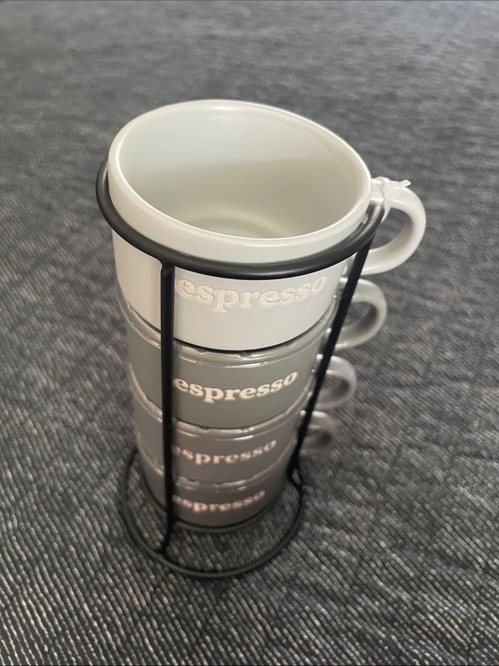 Espresso Stackable Cups & Rack- Gradient Gray Set - Picture 4 of 4